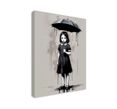 umbrella girl black & canvas art - TenStickers
