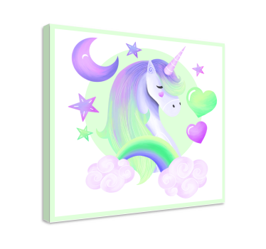 Heart and rainbow unicorn canvas wall art - TenStickers