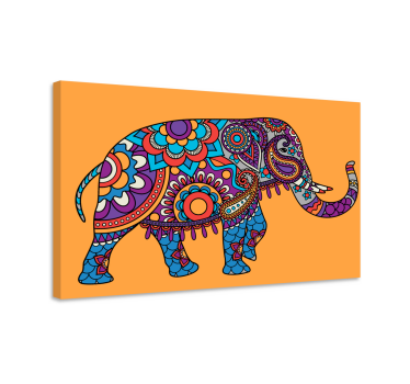Multicolored mandala elephants walking canvas art - TenStickers