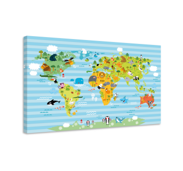 Animals world map art canvas - TenStickers