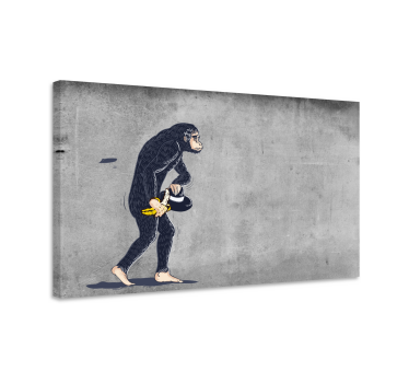 Banksy monkey with banana  canvas art - TenStickers