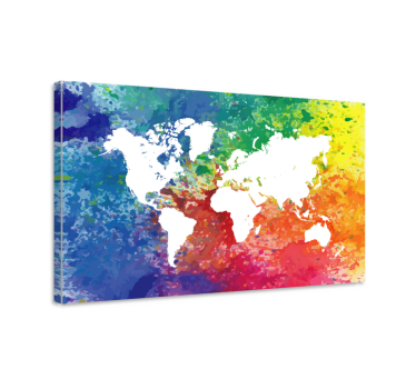 Artistic colorful sillhouette world map art canvas - TenStickers