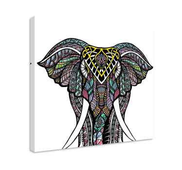 Multicolor ethnical elephant canvas art - TenStickers