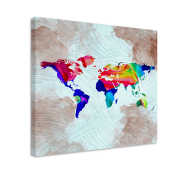 Multicolor artistic world map art canvas - TenStickers
