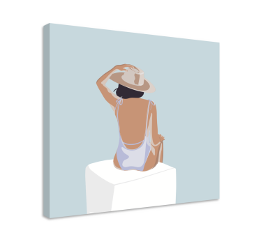 Fashion girl minimalistic style bedroom canvas art - TenStickers