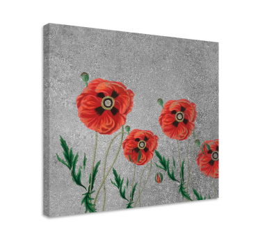 Artistic Polish poppies on grey floral canvas - TenStickers