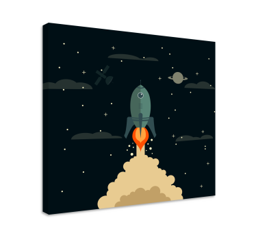 Cartoon rocket launching to space wall pictures for nursery - TenStickers