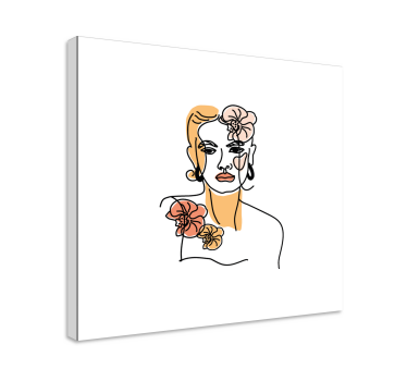 Minimalist face with orchids floral canvas - TenStickers