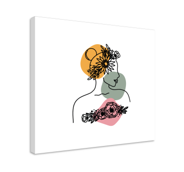 Amazing woman face with floral canvas - TenStickers