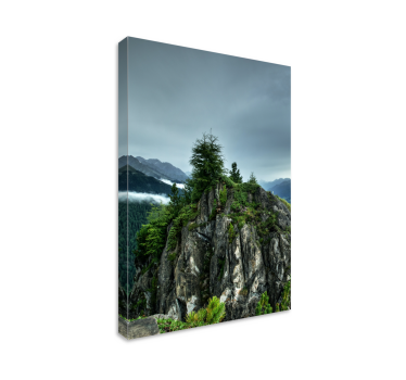 Single rock in green forest landscape wall art - TenStickers