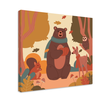 Happy animals in autumn forest wall pictures for nursery - TenStickers