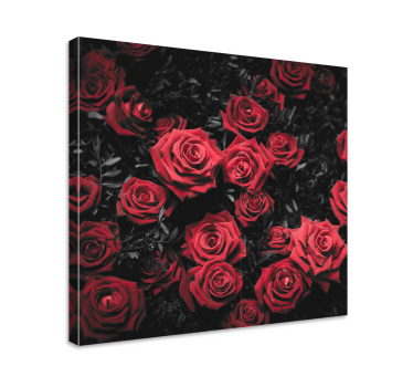 Black and white with red roses floral canvas - TenStickers