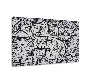 Black and white abstract faces canvas art - TenStickers