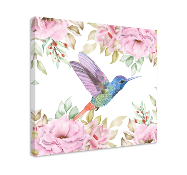 Hanging garden flowers with birds floral canvas - TenStickers