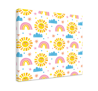 Cheerful Sun Rainbows people canvas - TenStickers