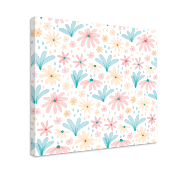 Pastel color flower pattern framed canvas - TenStickers