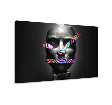 Face statue with psychedelic stripe canvas art - TenStickers