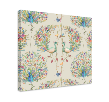 Eclectic-decor garden and birds abstract framed canvas - TenStickers