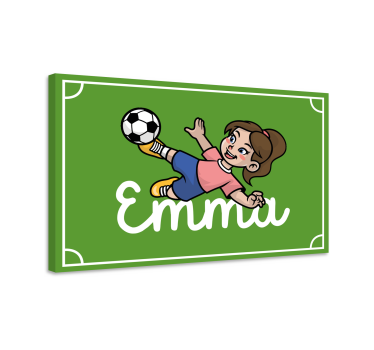 Girl football player with name customisable canvas prints - TenStickers