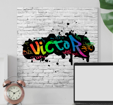 Personalised name graffiti teenagers bedroom canvas painting - TenStickers