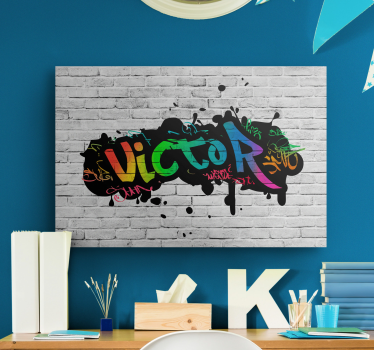 Personalised name graffiti teenagers bedroom canvas painting - TenStickers