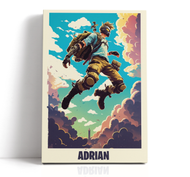 epic character with personalized name canvas - TenStickers