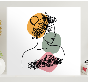 Amazing woman face with floral canvas - TenStickers