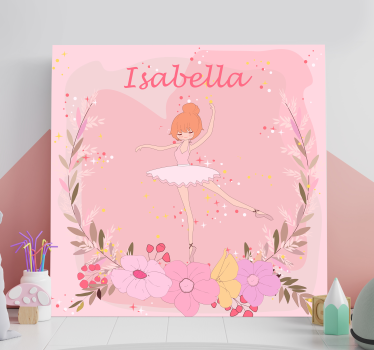 Personalised Floral Ballerina canvas wall art - TenStickers
