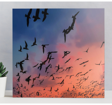 Birds flying in the sky floral canvas - TenStickers