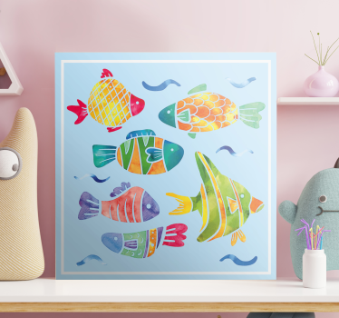 Cartoon colourful  fish canvas art - TenStickers