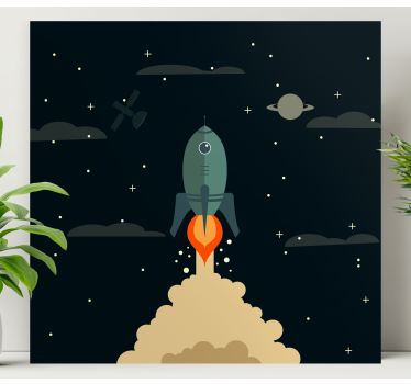 Cartoon rocket launching to space wall pictures for nursery - TenStickers