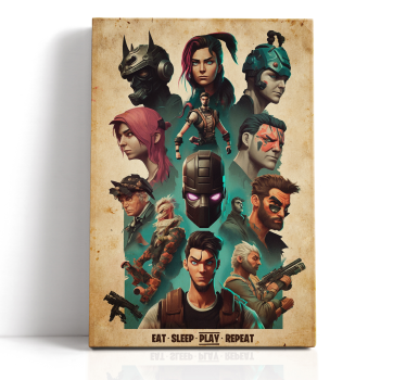 collage of epic characters Videgoames canvas - TenStickers