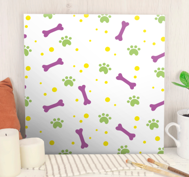 Colorful dog paws and bones dog canvas pictures - TenStickers