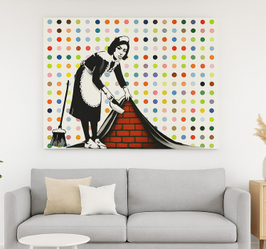 Colorful sweeping under carpet canvas art - TenStickers