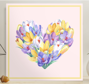 Crocus flower heart design floral canvas - TenStickers