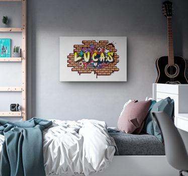 Personalised graffiti name teenager's room wall canvas painting - TenStickers