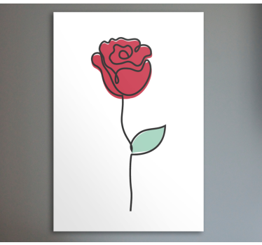 Cute red rose Line art design floral canvas - TenStickers