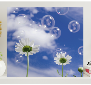 Daisy flower and bubbles floral canvas - TenStickers