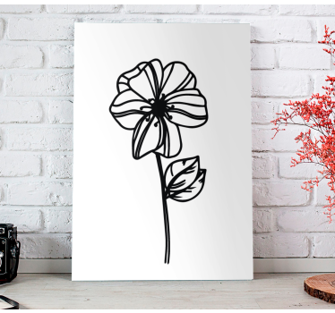 Daisy flower modern line art floral canvas - TenStickers