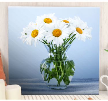 Daisy flowers in glass pots floral canvas - TenStickers