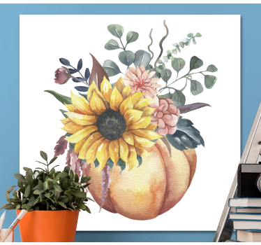 Dead sunflower and pumpkin  fruit canvas art - TenStickers