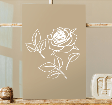 Detailed rose pattern  beige background floral canvas - TenStickers