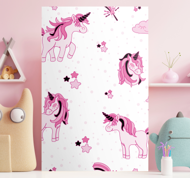 Doodle style unicorn world wall pictures for nursery - TenStickers