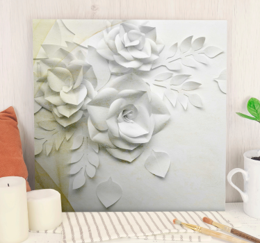 Elegant golden white flowers 3D canvas pictures - TenStickers