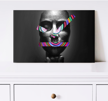 Face statue with psychedelic stripe canvas art - TenStickers