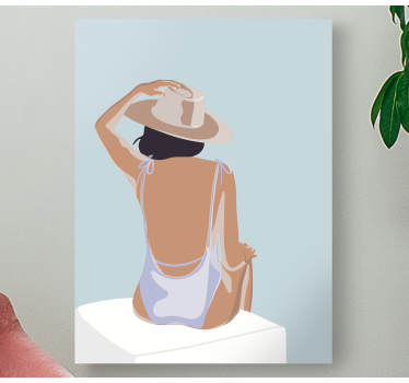 Fashion girl minimalistic style bedroom canvas art - TenStickers