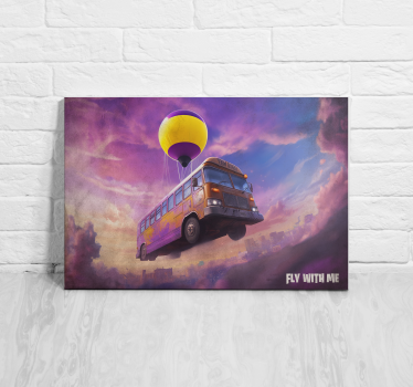 flying bus scene Videgoames canvas - TenStickers