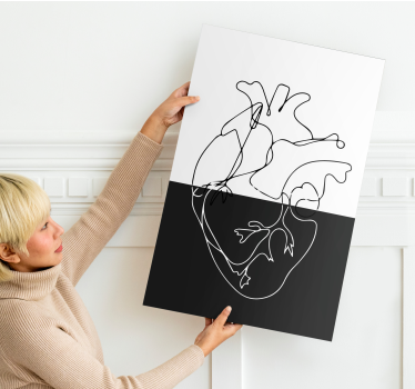 Geometrical Heart Lineart geometric framed canvas - TenStickers