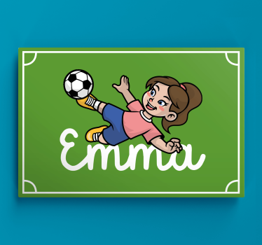 Girl football player with name customisable canvas prints - TenStickers