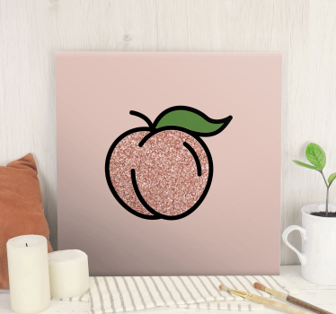 Glittery peach  fruit canvas art - TenStickers